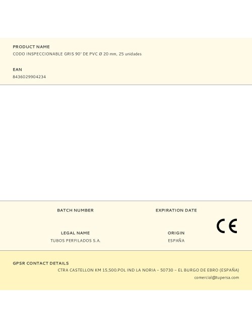 Codo inspeccionable gris 90° de pvc ø 20 mm, 25 unidades