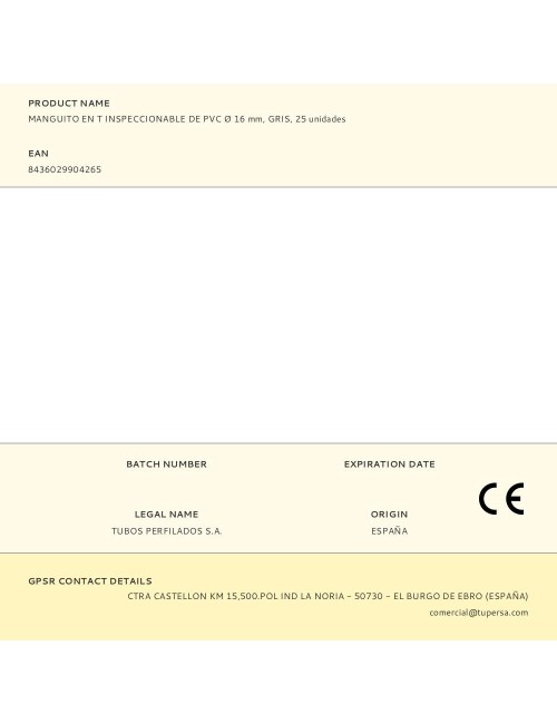 Manguito en t inspeccionable de pvc ø 16 mm, gris, 25 unidades