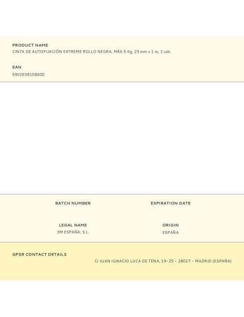 Cinta de autofijación extreme rollo negra, máx 5 kg, 25mmx1m, 2 uds