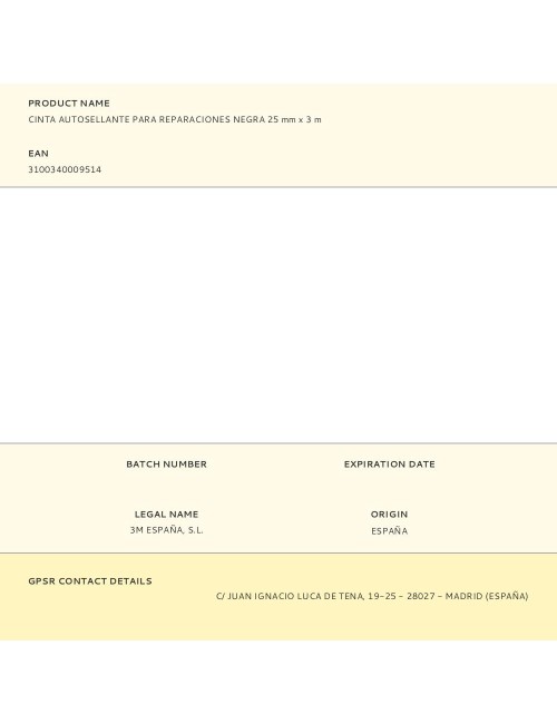 Cinta autosellante para reparaciones negra 25 mm x 3 m