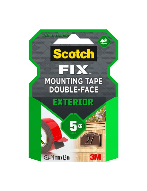 Cinta doble cara de montaje para exteriores, máx 5 kg, 19 mm x 1,5 m