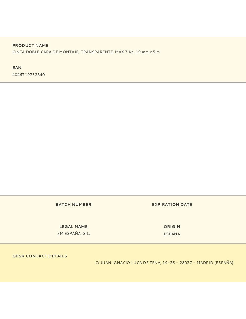Cinta doble cara de montaje, transparente, máx 7 kg, 19mmx5m