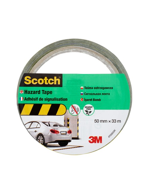 Cinta de señalizacion, adhesiva, negra y amarilla, 50 mm x 33 m