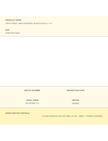 Cinta doble cara universal blanca 50 mm x 7 m