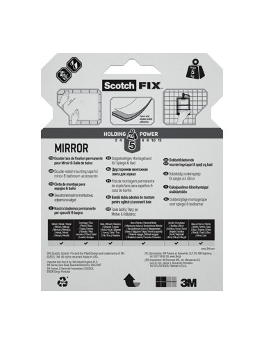 Cinta doble cara montaje espejos máx 5 kg 19mmx5m