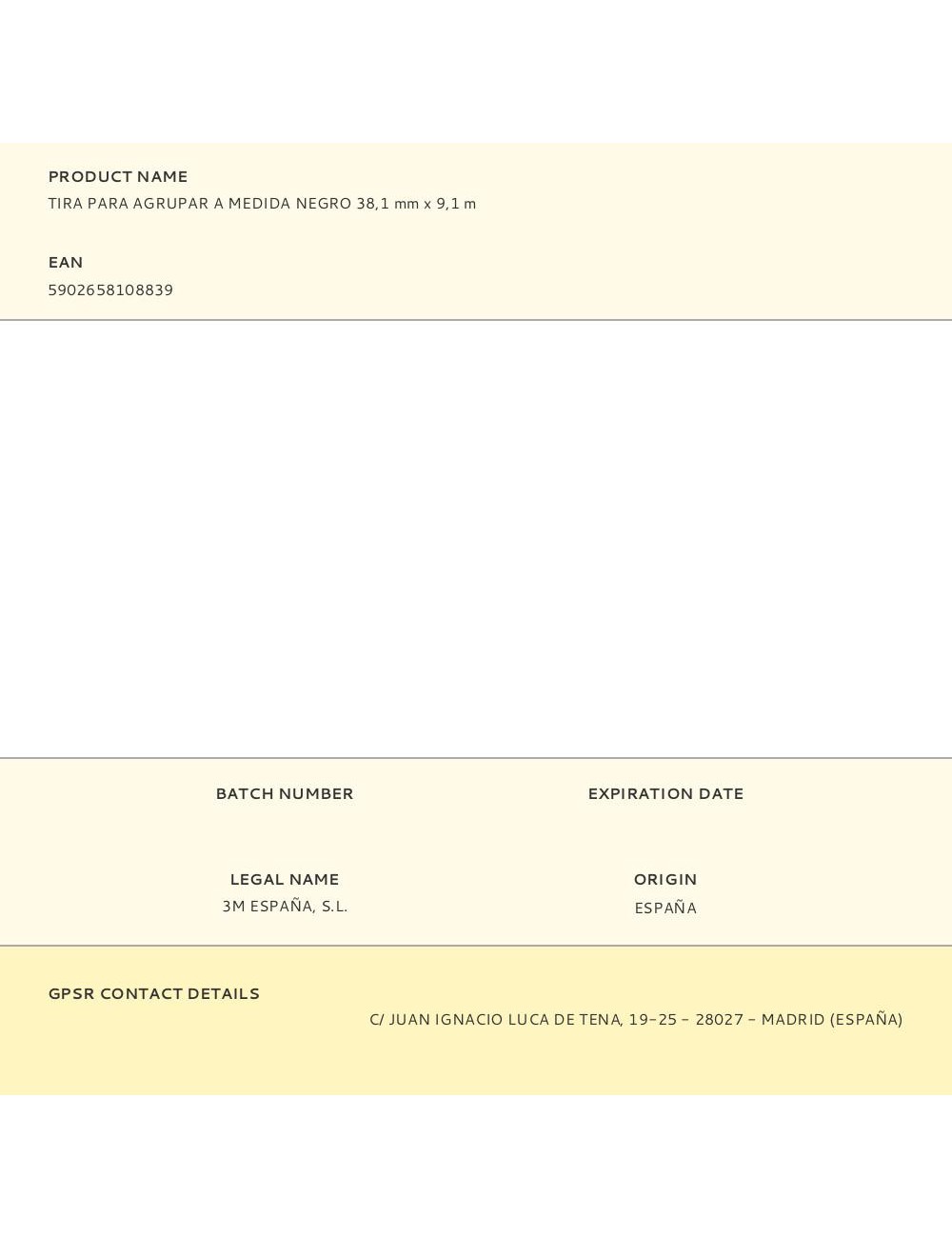 Tira para agrupar a medida negro 38,1 mm x 9,1 m