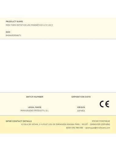 Mini faro rotativo led magnético 12 v-24 v