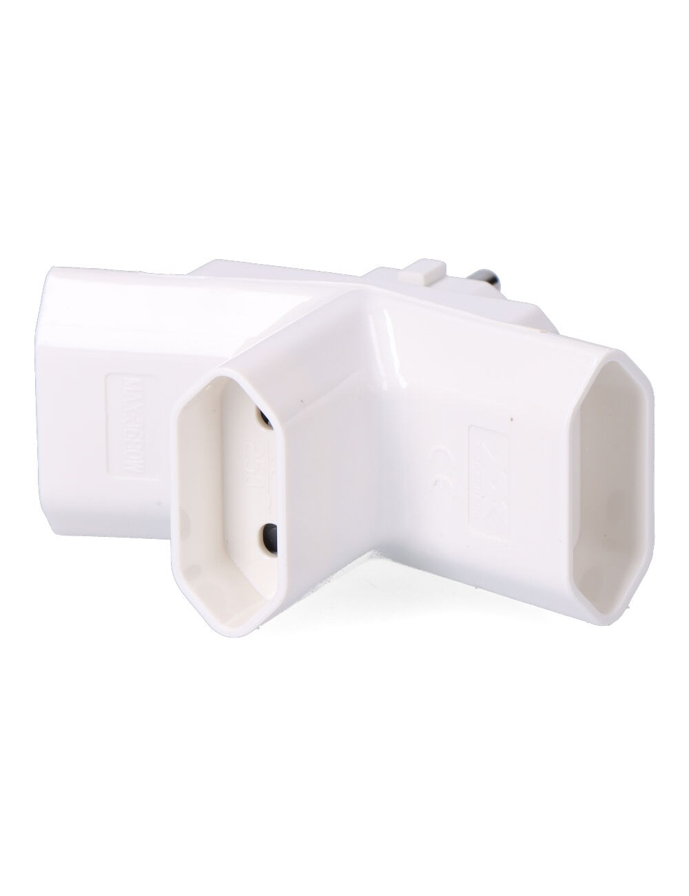 Clavija triple esp. pata 4,8 mm. (retractilado)