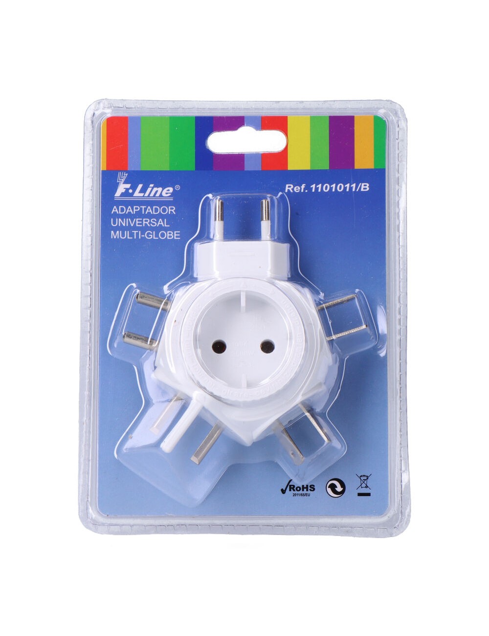 Adaptador universal multi-globe 10 a 250 v, 110 x 100 x 45 mm