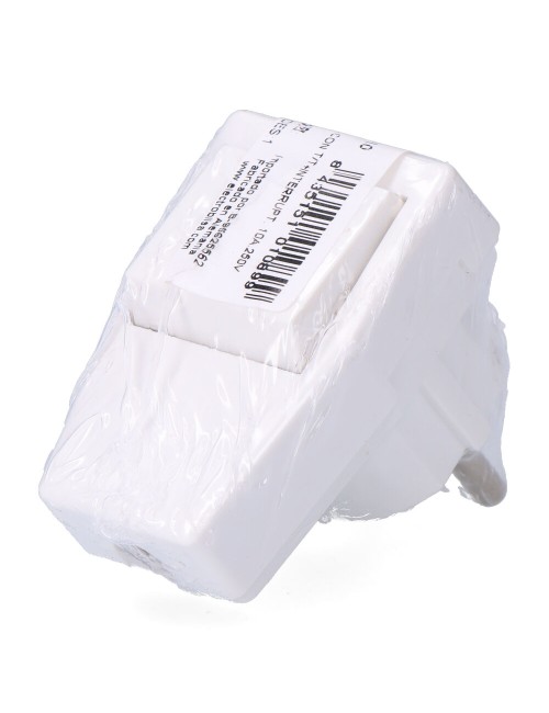 Clavija con t/t (schuko) + interruptor 10 a 250 v, blanca, 40 x 65 x 62 mm (retractilado)