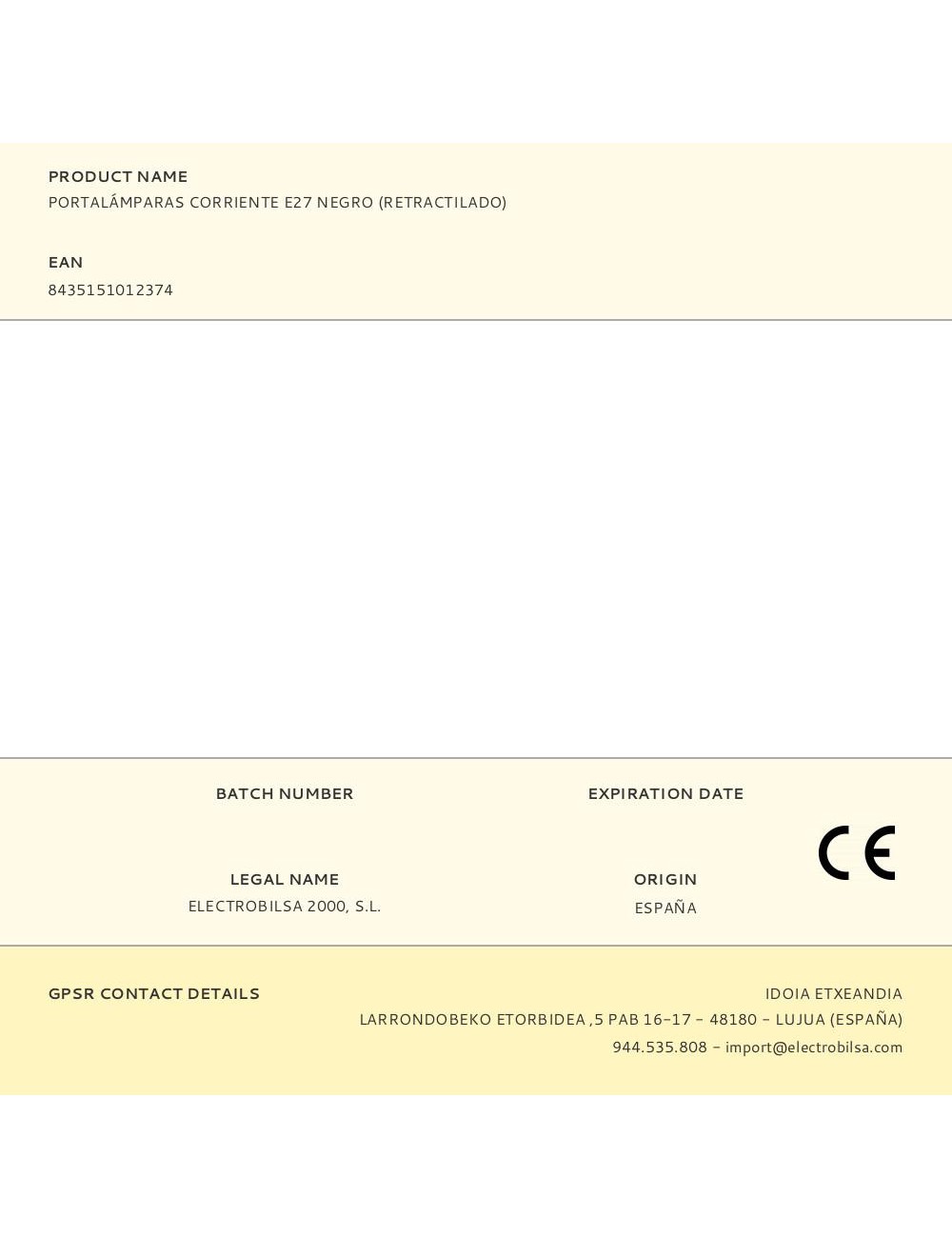 Portalámparas corriente e27 negro (retractilado)