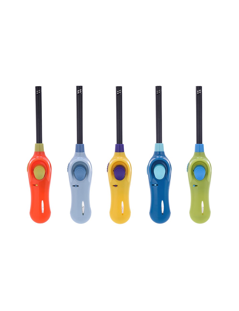 Encendedor electrónico recargable, cuello largo, colores surtidos, blister