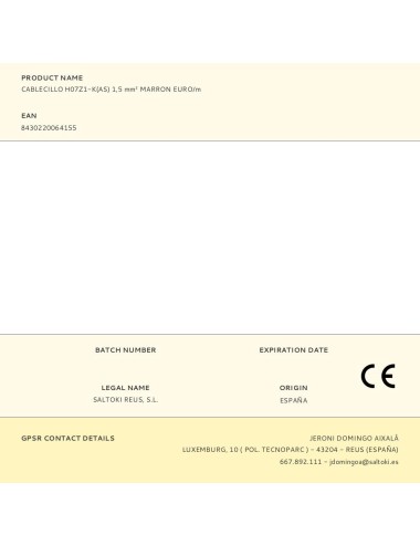 Cablecillo h07z1-k(as) 1,5 mm marron euro/m