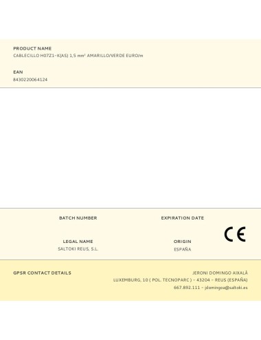 Cablecillo h07z1-k(as) 1,5 mm amarillo/verde euro/m