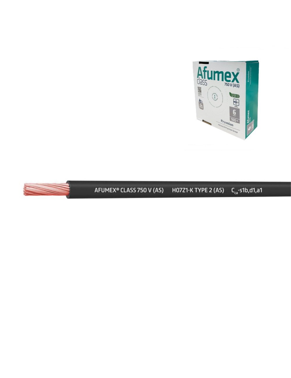 Cablecillo h07z1-k(as) 6,0 mm negro euro/m