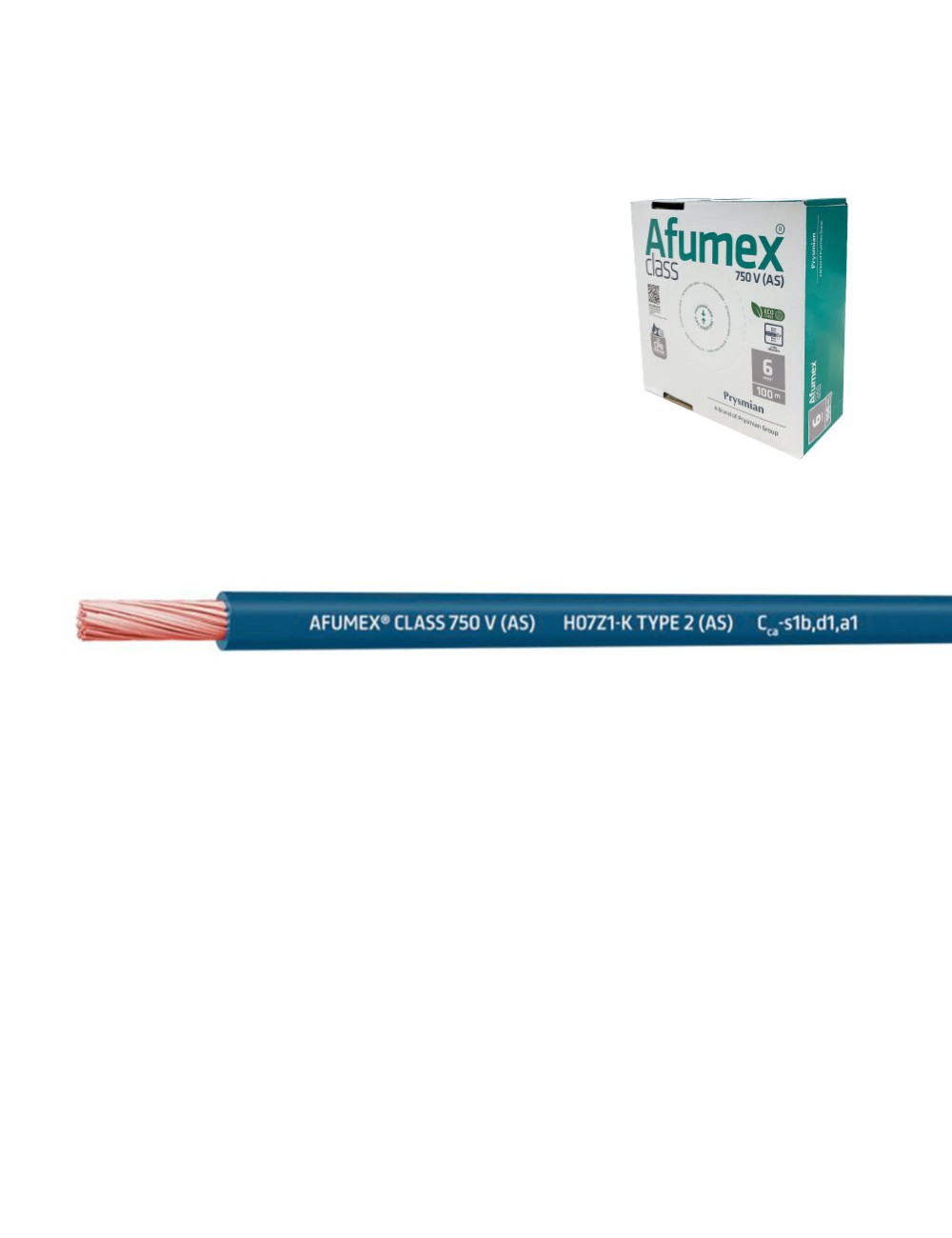 Cablecillo h07z1-k(as) 6,0 mm azul euro/m