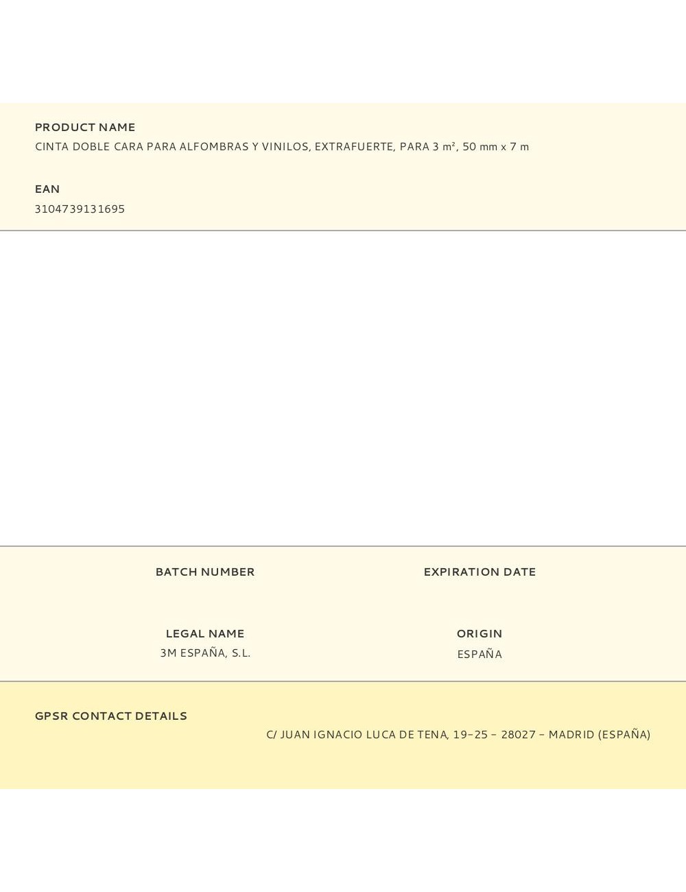 Cinta doble cara extrafuerte para alfombras y vinilos 50 mm x 7 m