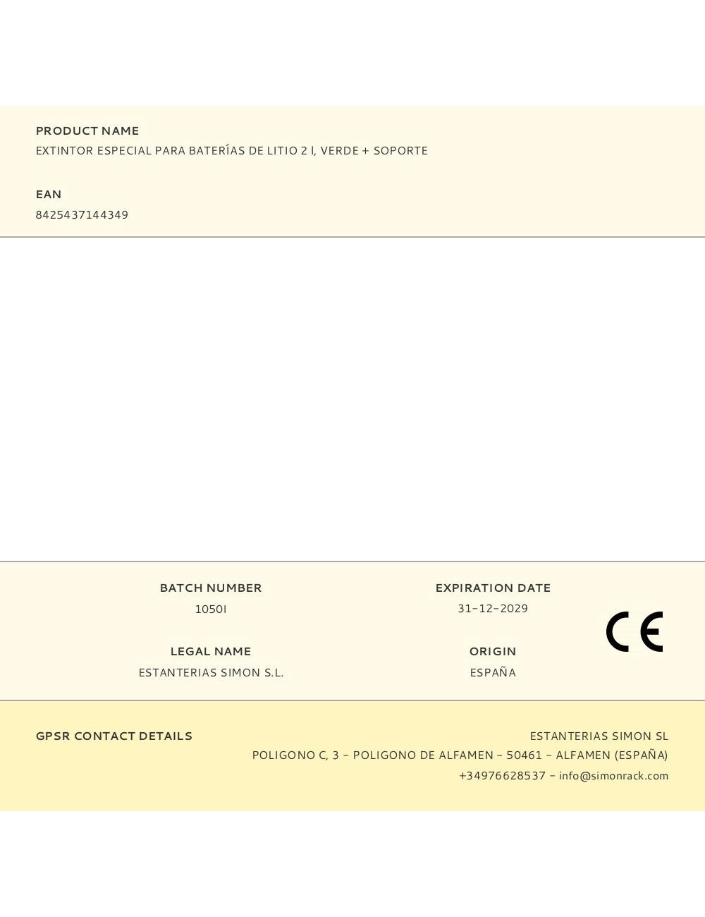 Extintor especial para baterías de litio 2 l, verde + soporte