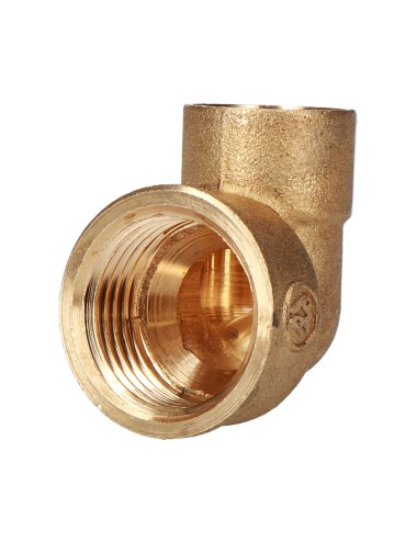 Codo hembra 90 1/2" x 15 mm latón
