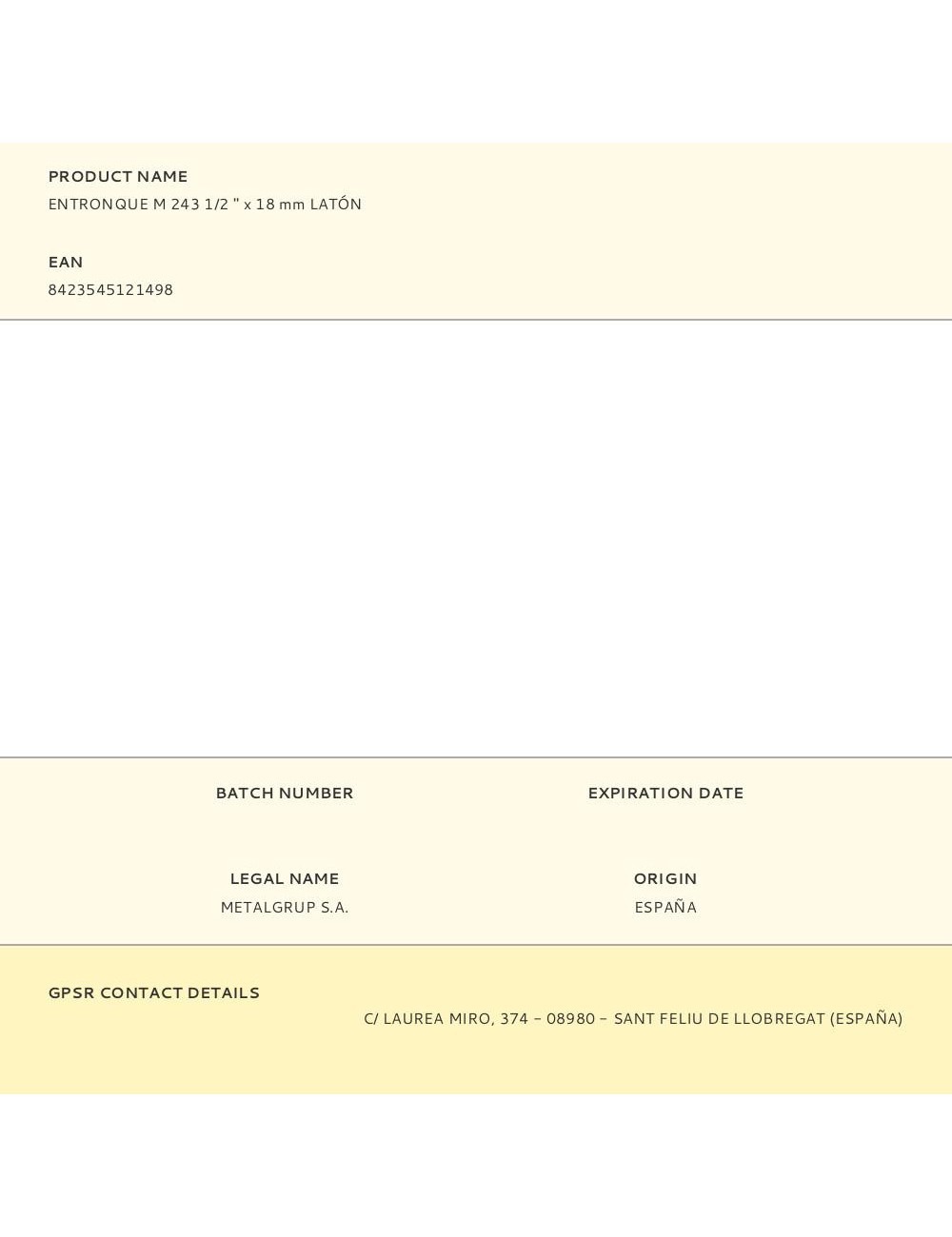 Entronque m 243 1/2 " x 18 mm latón