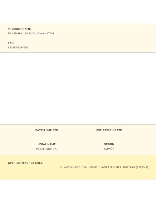 Te hembra 130 1/2" x 15 mm latón