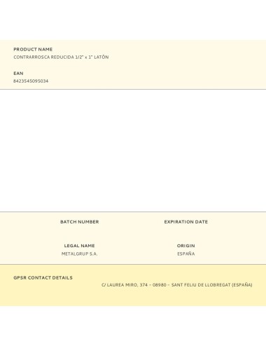 Contrarrosca reducida 1/2" x 1" latón