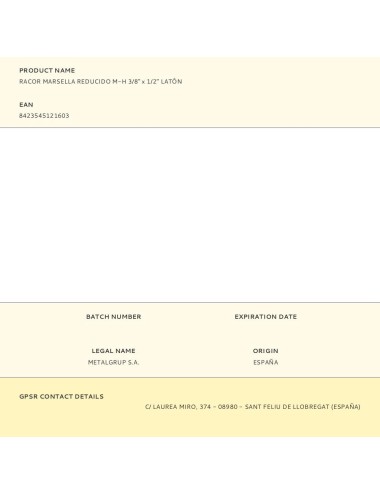 Racor marsella reducido m-h 3/8" x 1/2" latón