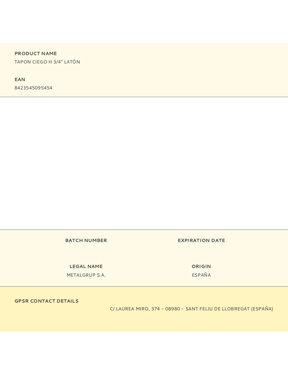 Tapon ciego h 3/4" latón