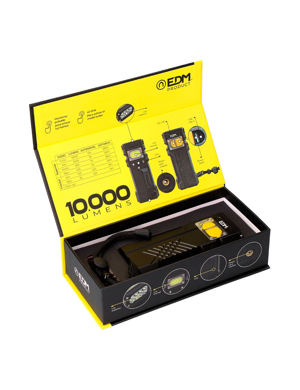 Linterna led de largo alcance 10000 lm