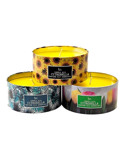 Vela lata fantasía citronela 100 g, modelos variados