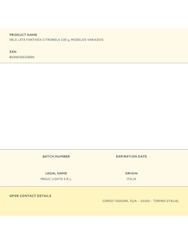 Vela lata fantasía citronela 100 g, modelos variados