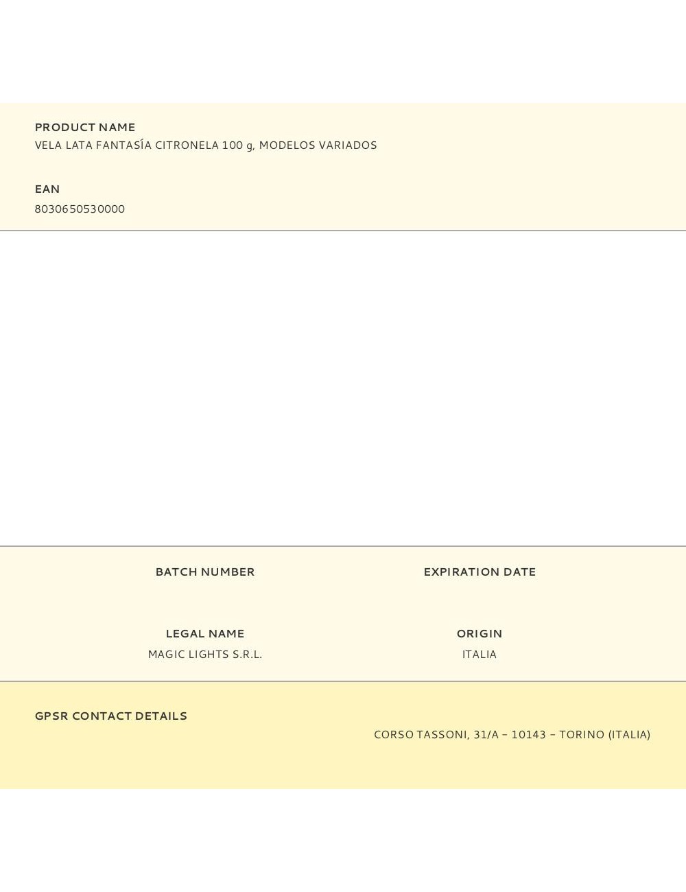 Vela lata fantasía citronela 100 g, modelos variados