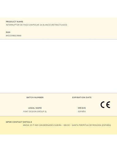 Interruptor de paso unipolar 2a blanco (retractilado)