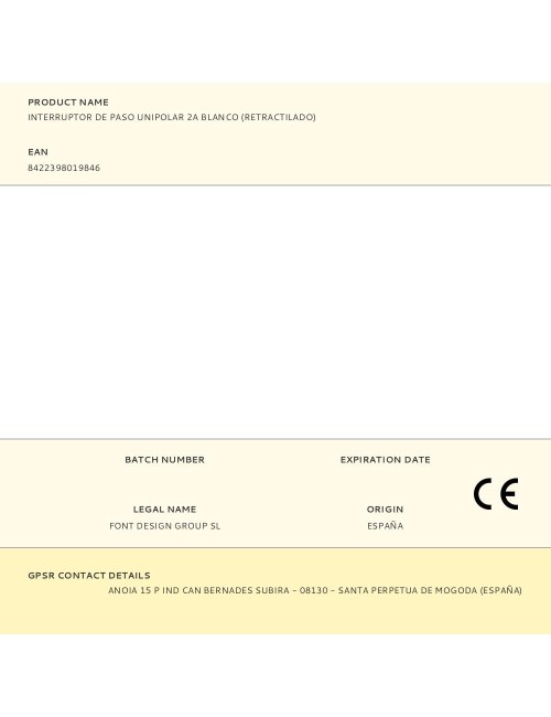 Interruptor de paso unipolar 2a blanco (retractilado)