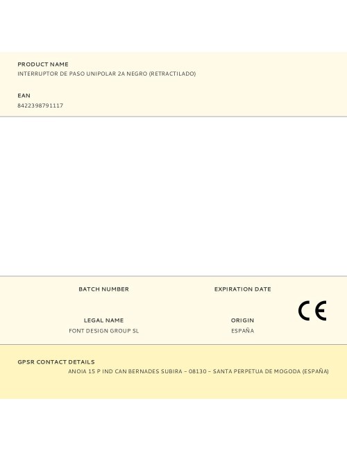 Interruptor de paso unipolar 2a negro (retractilado)
