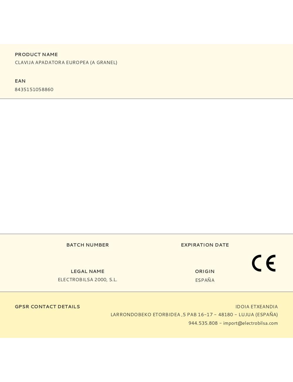 Clavija apadatora europea (a granel)