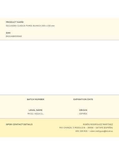 Escuadra clasica plm01 blanca 200 x 150 mm