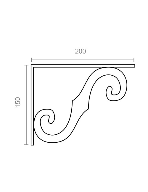 Escuadra ornamental plm05 negro 200 x 150 mm