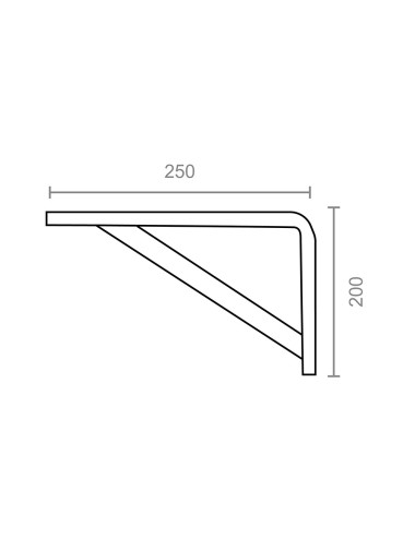 Escuadra reforzada plm04 gris 250 x 200 mm