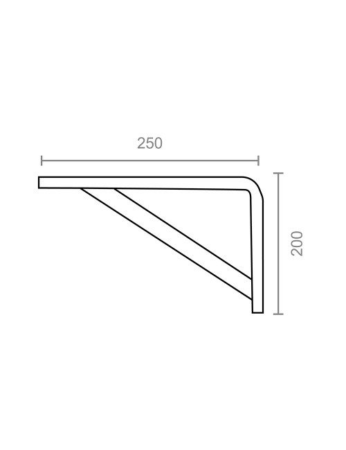 Escuadra reforzada plm04 gris 250 x 200 mm