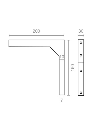 Escuadra super plm03 blanca 200 x 150 mm