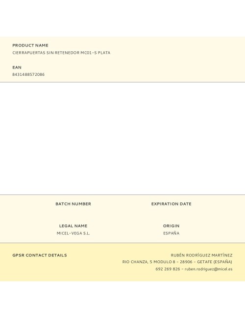 Cierrapuertas sin retenedor mc01-s plata