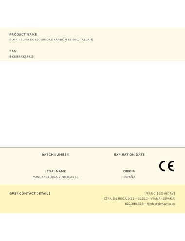 Bota negra de seguridad carbón s5 src, talla 41