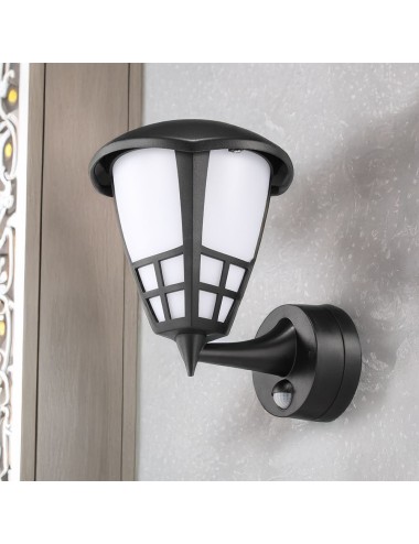 Aplique led con sensor crepuscular y movimiento 15 w 1200 lm 4000 k luz día, negro, 21,6 x 16 x 24,7 mm