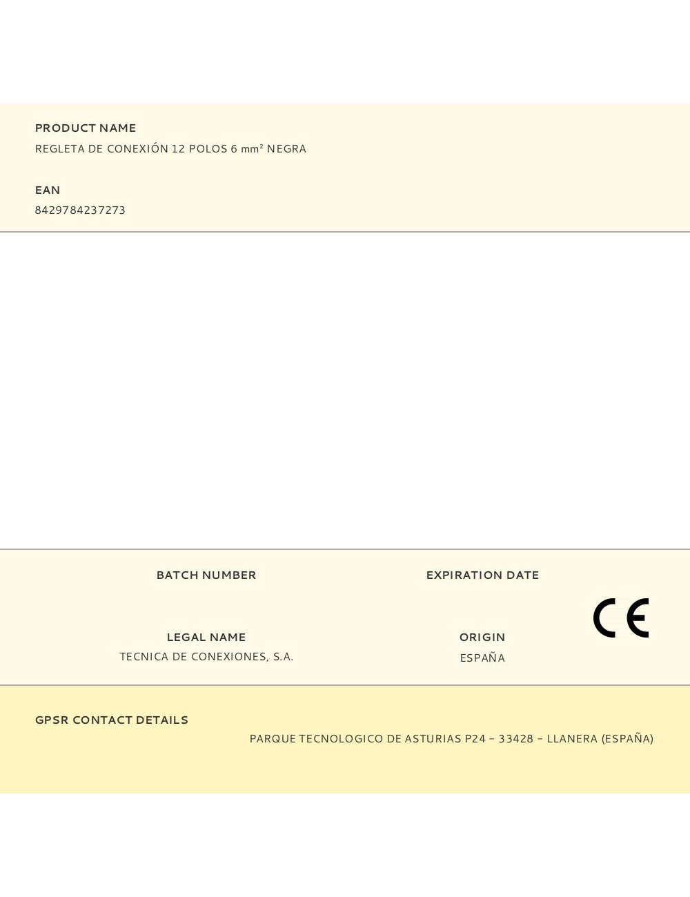 Regleta de conexión 12 polos 6 mm negra