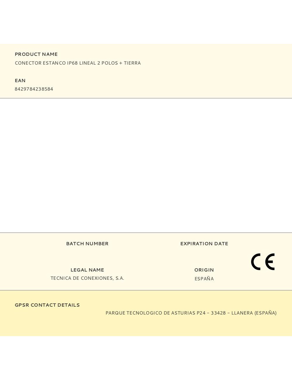 Conector estanco ip68 lineal 2 polos + tierra