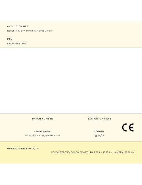 Regleta ciega transparente 25 mm