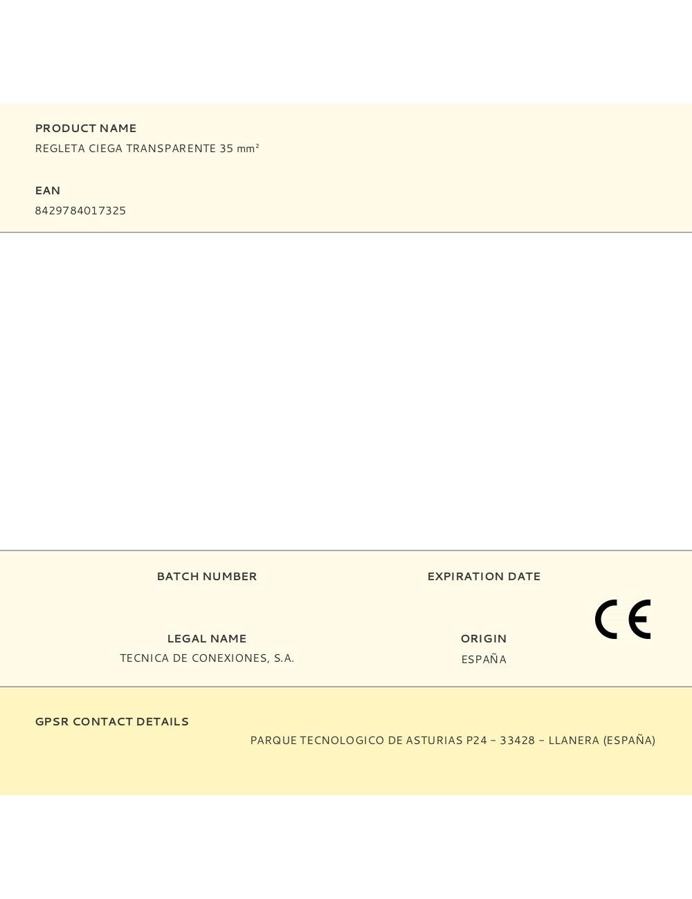 Regleta ciega transparente 35 mm