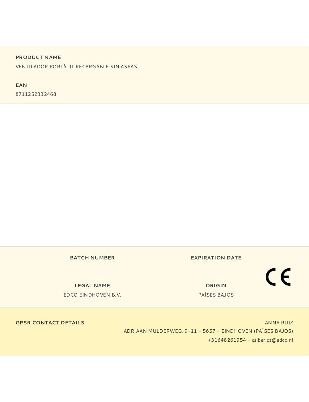 Ventilador portátil recargable sin aspas