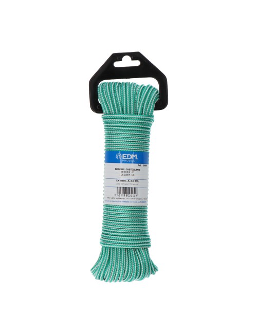 Cordón trenzada polipropileno verde / blanco, calibre 4,5 mm x 10 m